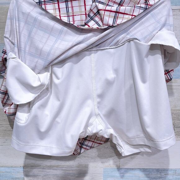 Lady Pinseeker Pleated Hem Golf Skort Plaid Pockets Built In Shorts Womens Small - Picture 3 of 6